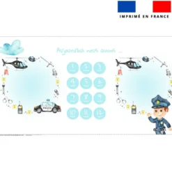Coupon 135x74 cm pour couverture mensuelle jumeaux motif policier aquarelle