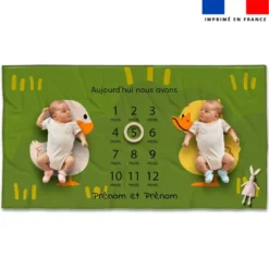 Coupon 135x74 cm pour couverture mensuelle jumeaux personnalisée - Animaux de la ferme