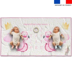 Coupon 135x74 cm pour couverture mensuelle jumeaux motif sweet flamant rose