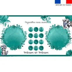 Coupon 135x74 cm pour couverture mensuelle jumeaux personnalisée - Raton laveur aquarelle