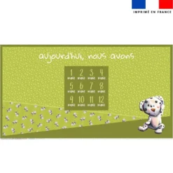Coupon 135x74 cm pour couverture mensuelle jumeaux motif bébé dalmatien - Création Stillistic