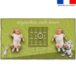Coupon 135x74 cm pour couverture mensuelle jumeaux motif bébé dalmatien - Création Stillistic