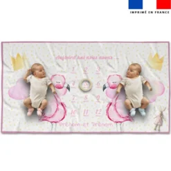 Coupon 135x74 cm pour couverture mensuelle jumeaux personnalisée - Sweet flamant rose