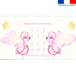 Coupon 135x74 cm pour couverture mensuelle jumeaux personnalisée - Sweet flamant rose
