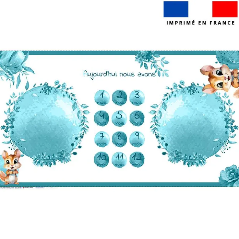Coupon 135x74 cm pour couverture mensuelle jumeaux motif écureuil aquarelle