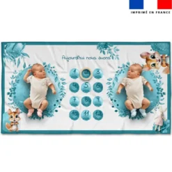 Coupon 135x74 cm pour couverture mensuelle jumeaux motif écureuil aquarelle