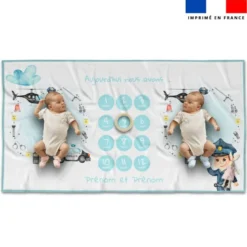 Coupon 135x74 cm pour couverture mensuelle jumeaux personnalisée - Policier aquarelle