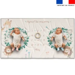 Coupon 135x74 cm pour couverture mensuelle jumeaux personnalisée - Animaux de la savane