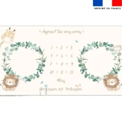 Coupon 135x74 cm pour couverture mensuelle jumeaux personnalisée - Animaux de la savane