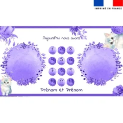 Coupon 135x74 cm pour couverture mensuelle jumeaux personnalisée - Chat aquarelle