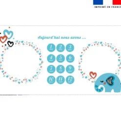 Coupon 135x74 cm pour couverture mensuelle jumeaux motif éléphant bleu