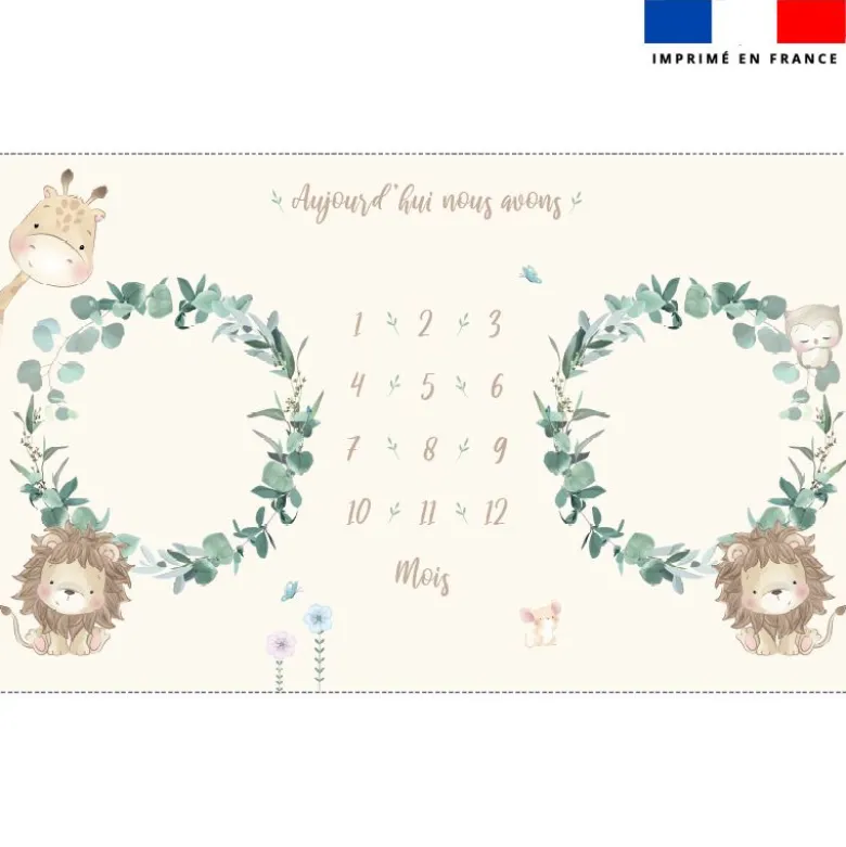 Coupon 125x75 cm pour couverture mensuelle jumeaux motif animaux de la savane