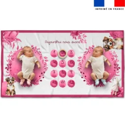 Coupon 135x74 cm pour couverture mensuelle jumeaux motif chien aquarelle