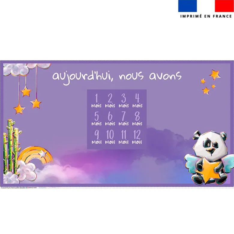 Coupon 135x74 cm pour couverture mensuelle jumeaux motif panda ange - Création Stillistic