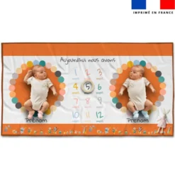 Coupon 135x74 cm pour couverture mensuelle jumeaux personnalisée - Animaux musiciens
