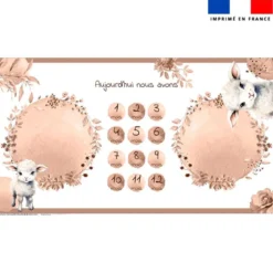 Coupon 135x74 cm pour couverture mensuelle jumeaux motif agneau aquarelle