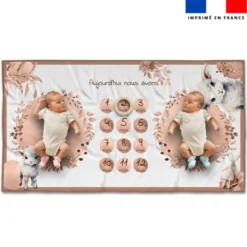 Coupon 135x74 cm pour couverture mensuelle jumeaux motif agneau aquarelle