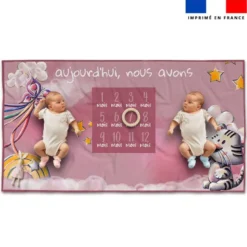 Coupon 135x74 cm pour couverture mensuelle jumeaux motif tigre blanc - Création Stillistic