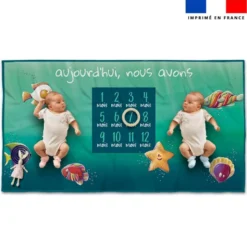 Coupon 135x74 cm pour couverture mensuelle jumeaux motif poissons bonbons - Création Stillistic