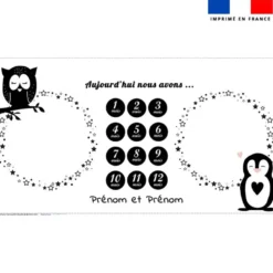 Coupon 135x74 cm pour couverture mensuelle jumeaux personnalisée - Animaux de la nuit