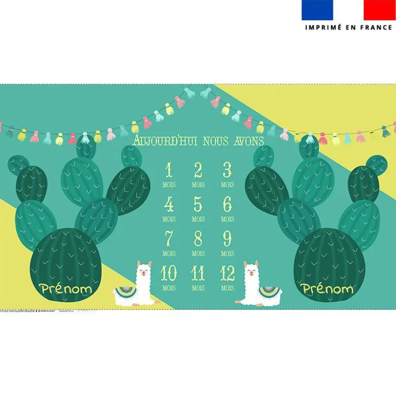 Coupon 135x74 cm pour couverture mensuelle jumeaux personnalisée - Lama