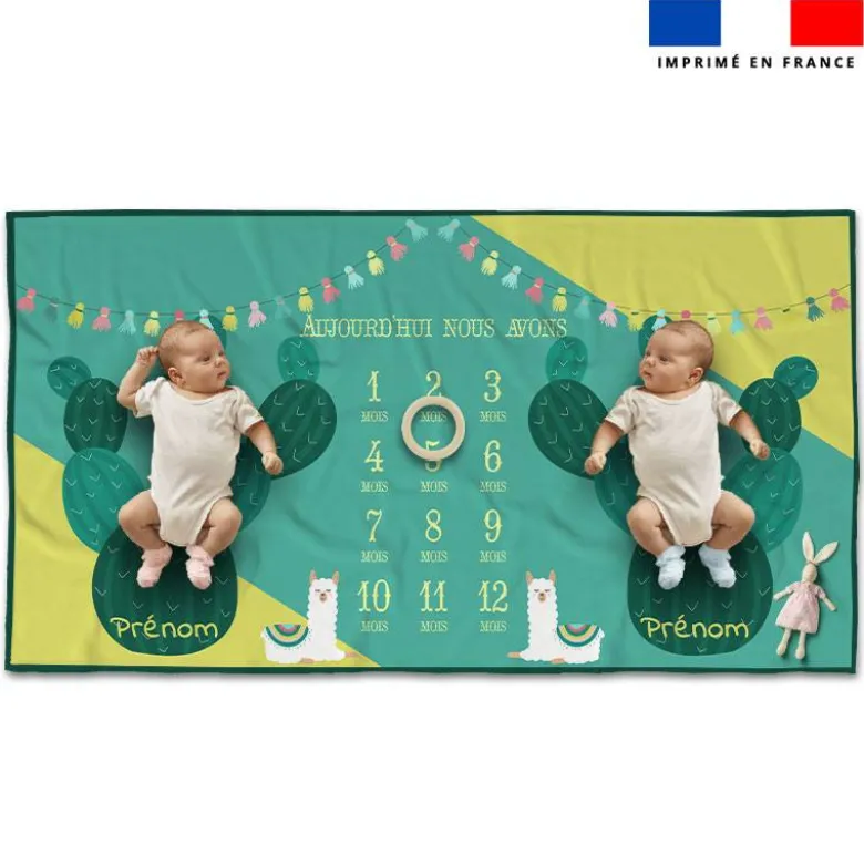Coupon 135x74 cm pour couverture mensuelle jumeaux personnalisée - Lama