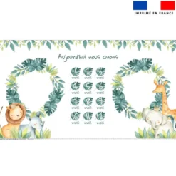Coupon 135x74 cm pour couverture mensuelle jumeaux motif safari animaux aquarelle