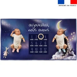 Coupon 135x74 cm pour couverture mensuelle jumeaux motif chat sirius - Création Stillistic