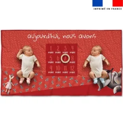 Coupon 135x74 cm pour couverture mensuelle jumeaux motif bébé raton - Création Stillistic