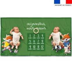 Coupon 135x74 cm pour couverture mensuelle jumeaux motif renard foot - Création Stillistic