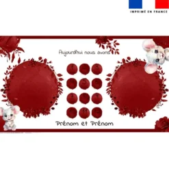 Coupon 135x74 cm pour couverture mensuelle jumeaux personnalisée - Souris aquarelle