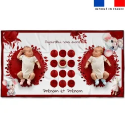 Coupon 135x74 cm pour couverture mensuelle jumeaux personnalisée - Souris aquarelle