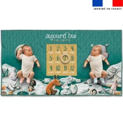 Coupon 135x74 cm pour couverture mensuelle jumeaux motif animaux du froid - Création Stillistic