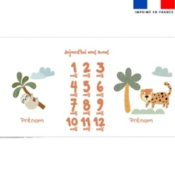 Coupon 135x74 cm pour couverture mensuelle jumeaux personnalisée - Animaux savane