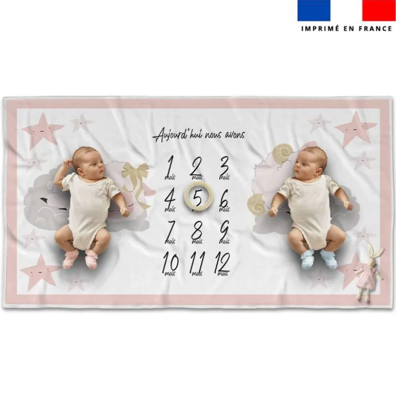 Coupon 135x74 cm pour couverture mensuelle jumeaux motif mouton des rêves