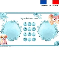 Coupon 135x74 cm pour couverture mensuelle jumeaux motif labrador aquarelle