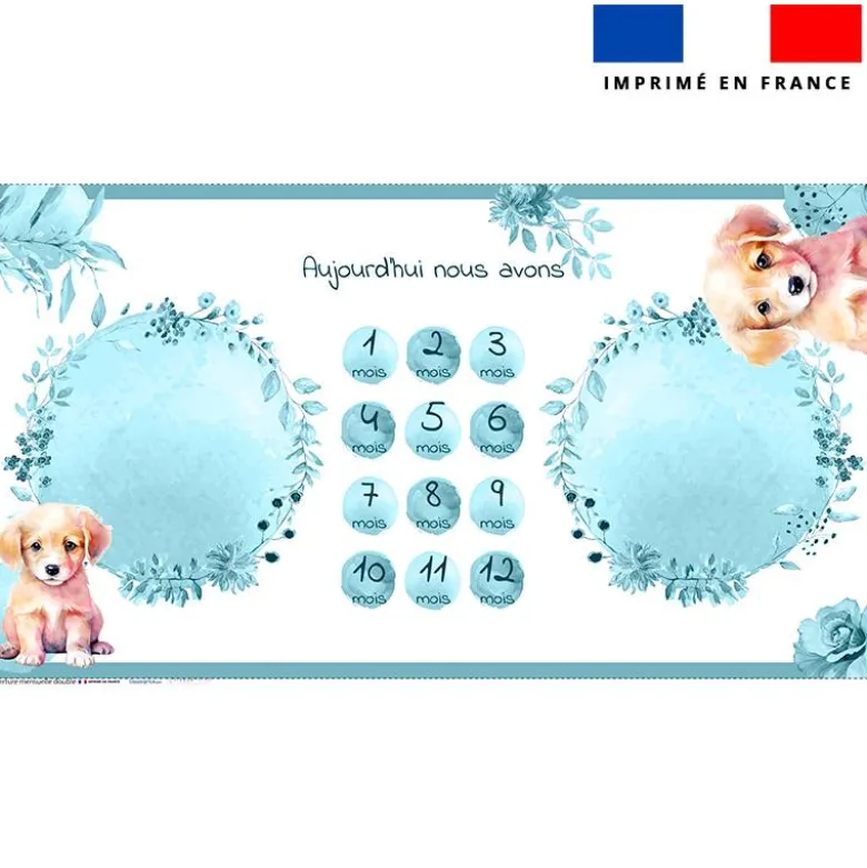 Coupon 135x74 cm pour couverture mensuelle jumeaux motif labrador aquarelle