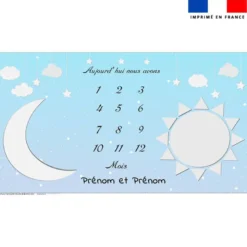 Coupon 135x74 cm pour couverture mensuelle jumeaux motif lapin dans les nuages