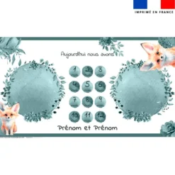 Coupon 135x74 cm pour couverture mensuelle jumeaux personnalisée - Renard aquarelle