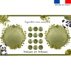 Coupon 135x74 cm pour couverture mensuelle jumeaux personnalisée - Panda aquarelle