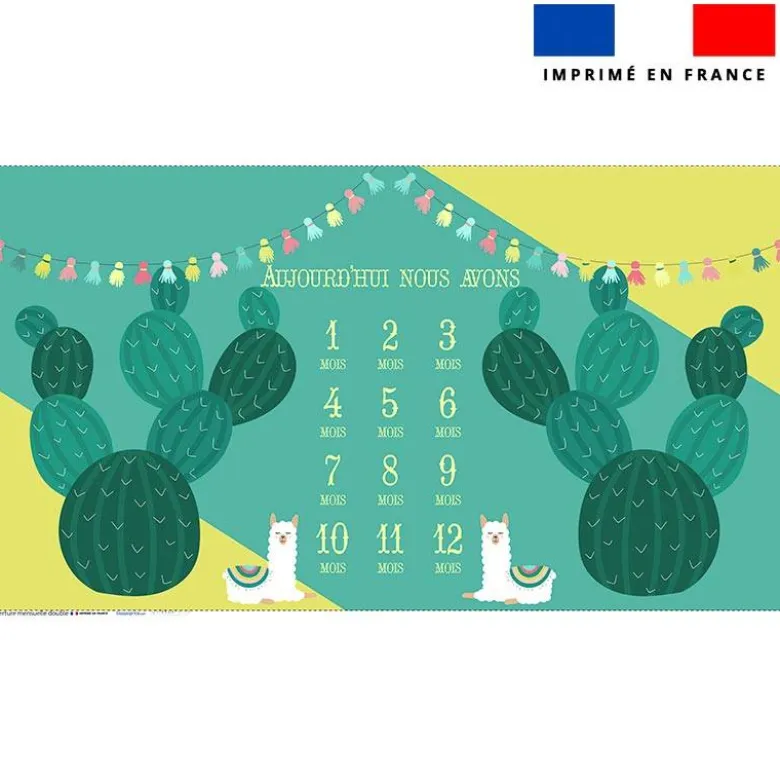 Coupon 135x74 cm pour couverture mensuelle jumeaux motif lama