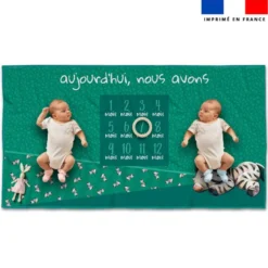 Coupon 135x74 cm pour couverture mensuelle jumeaux motif bébé zèbre - Création Stillistic