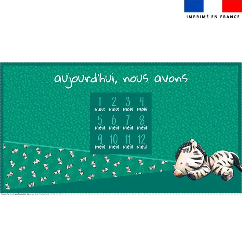 Coupon 135x74 cm pour couverture mensuelle jumeaux motif bébé zèbre - Création Stillistic