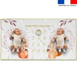 Coupon 135x74 cm pour couverture mensuelle jumeaux motif friends of forest