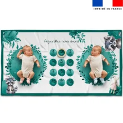 Coupon 135x74 cm pour couverture mensuelle jumeaux motif raton laveur aquarelle
