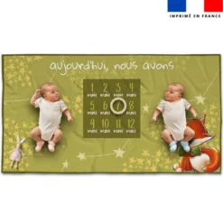 Coupon 135x74 cm pour couverture mensuelle jumeaux motif renard noeud papillon - Création Stillistic
