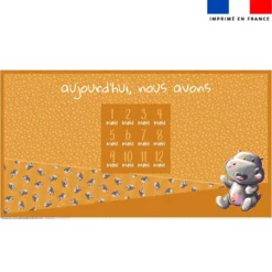 Coupon 135x74 cm pour couverture mensuelle jumeaux motif bébé hippo - Création Stillistic