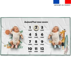 Coupon 135x74 cm pour couverture mensuelle jumeaux motif animaux à la plage