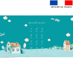 Coupon 135x74 cm pour couverture mensuelle jumeaux motif montgolfière aquarelle
