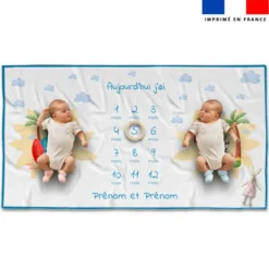 Coupon 135x74 cm pour couverture mensuelle jumeaux personnalisée - Animaux d'été